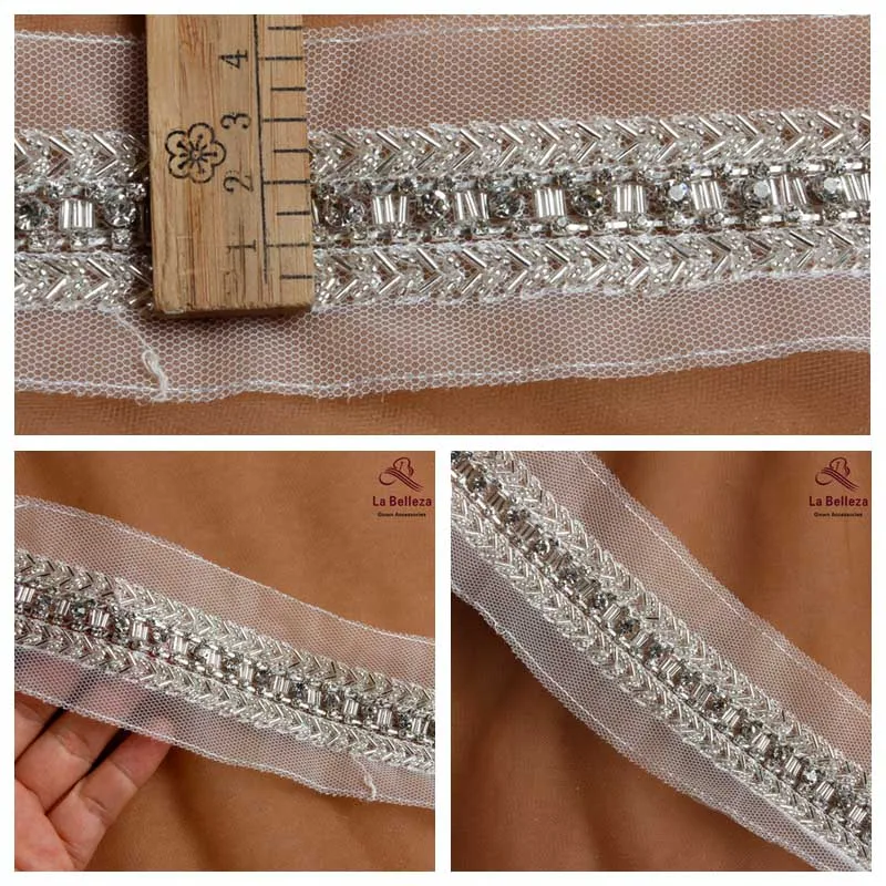 La Belleza Off white silver handmade lace trim 1cm-3cm width wholesale SNT170802-4 - Цвет: NO.7 5.5 yards