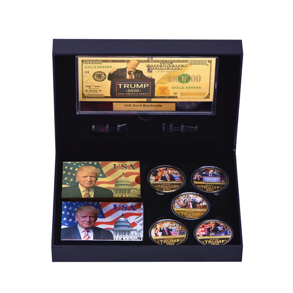WR позолоченная монета Подарочная коробка президент США Трамп 2020 памятная