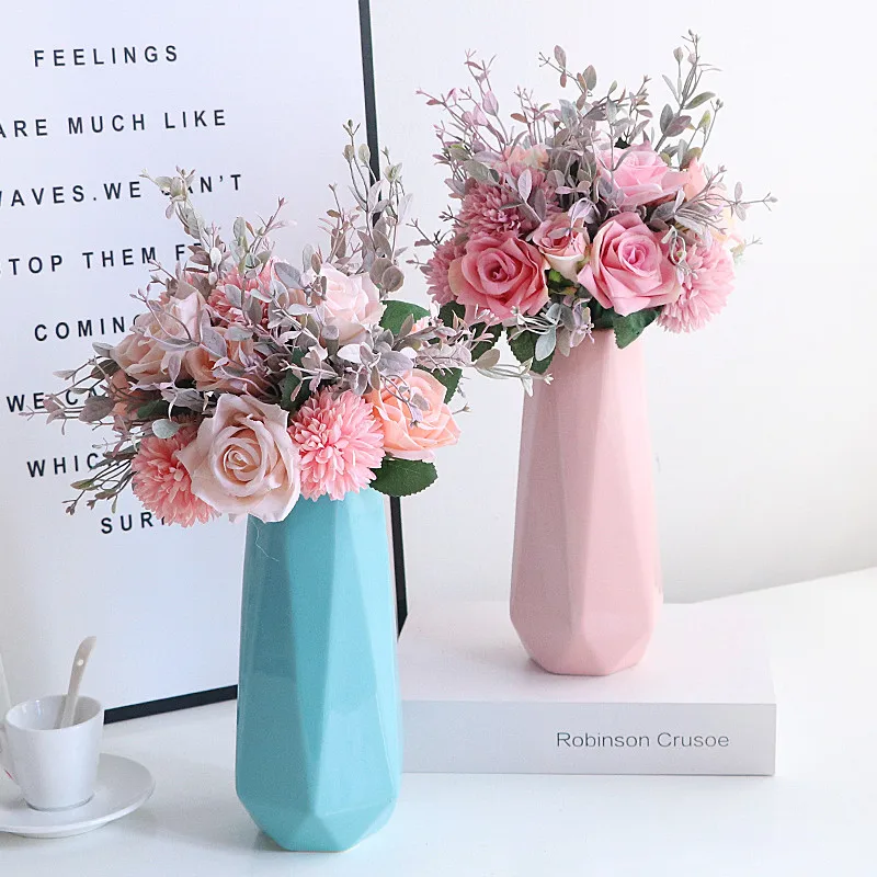 искусственные цветы Имитация поддельный Шелковый пластиковый цветок Роза Пион