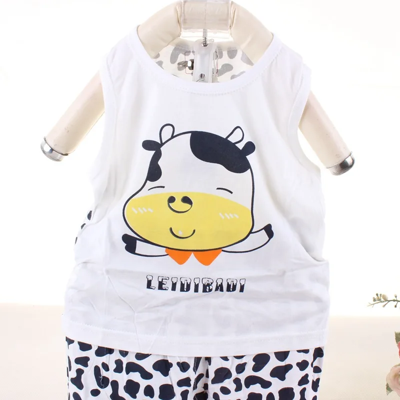 Комплекты для малышей с рисунком коровы новые летние костюмы маленьких девочек и