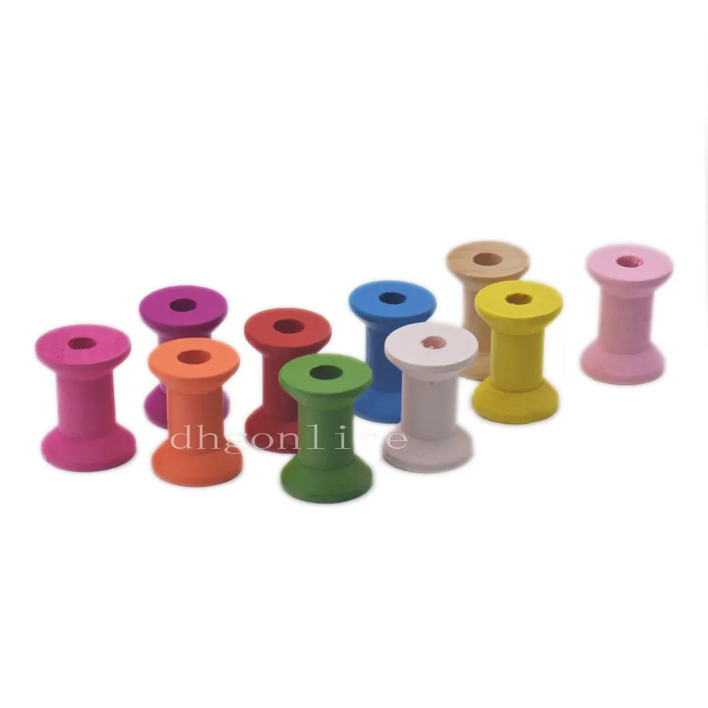 20 Pcs 16x14mm Wooden Empty Bobbin Spool CraftThread Wire Lace Line Sewing Round Mixed Color | Дом и сад