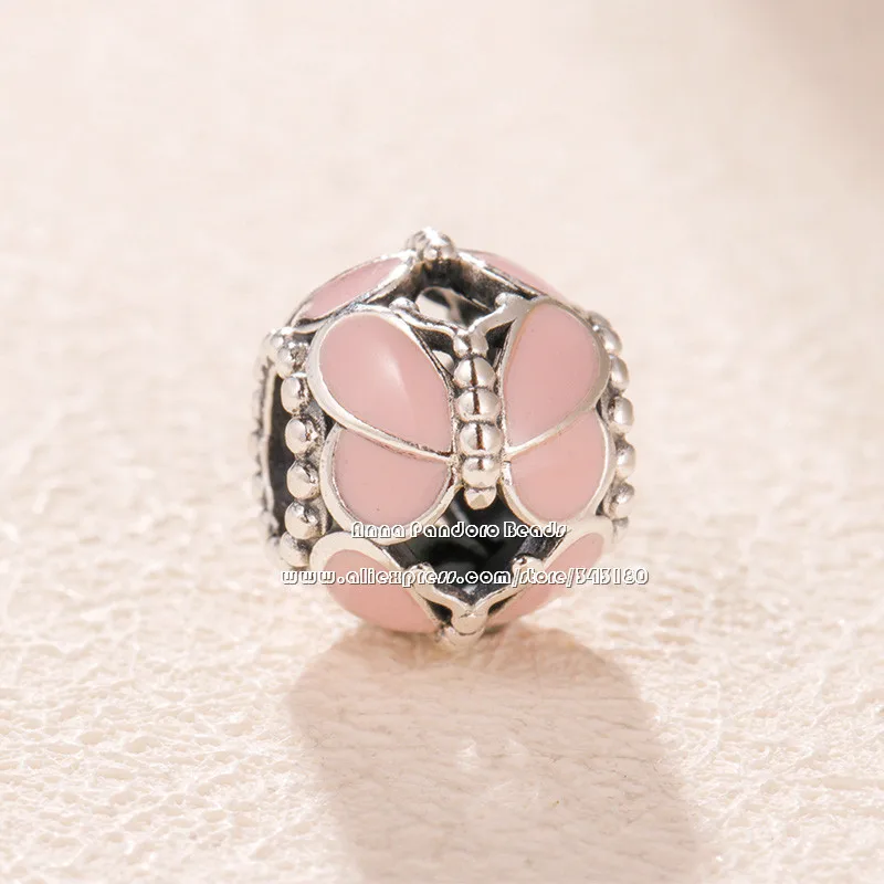 2019 Весенняя коллекция стерлингового серебра розовый Butterfl с эмалью