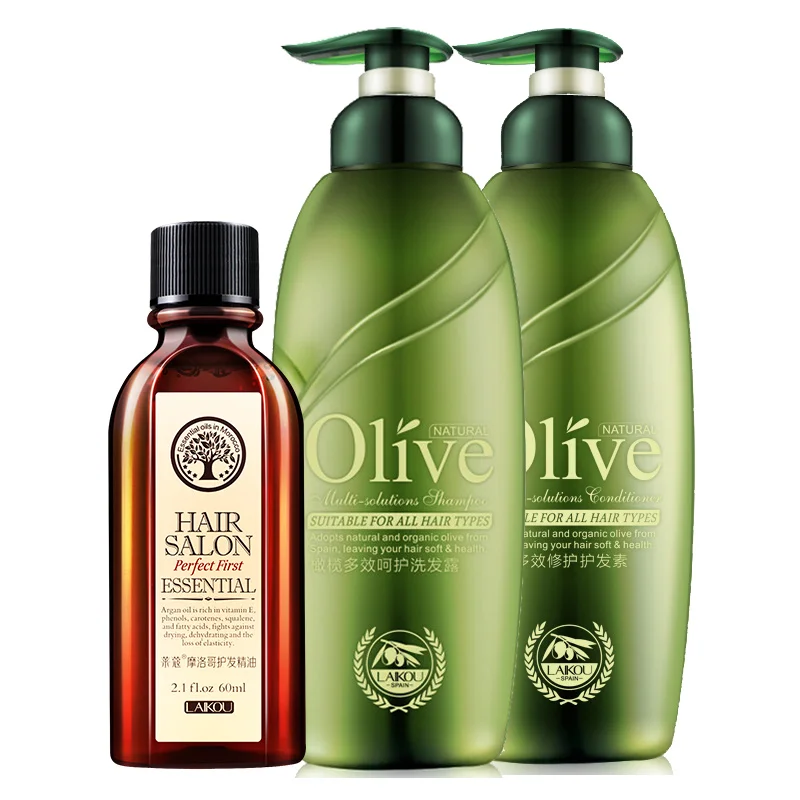3pcs/sets LAIKOU Olive shampoo + conditioner Morocco Hair care essential oil suit Clean and hair Nourish | Красота и здоровье