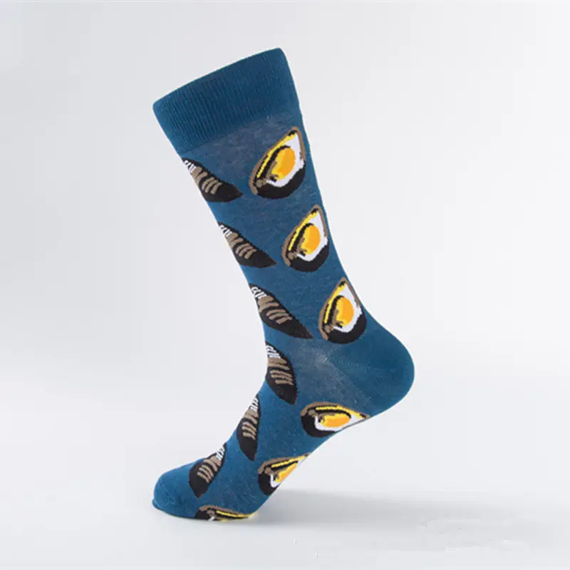 Navy blue Интересные хлопчатобумажные мужские Носки с рисунком Модные Цветные носки серии морских животных носки для пар весна осень чесаные хлопковые носки - Цвет: Navy blue