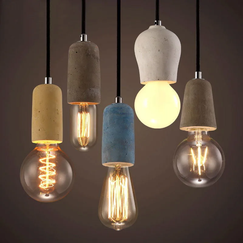 

Country Colorful Loft Led Cement Restaurant Pendant Lights Vintage Coffee Shop Bar Hanging Light Fixtures Office Hanglamp