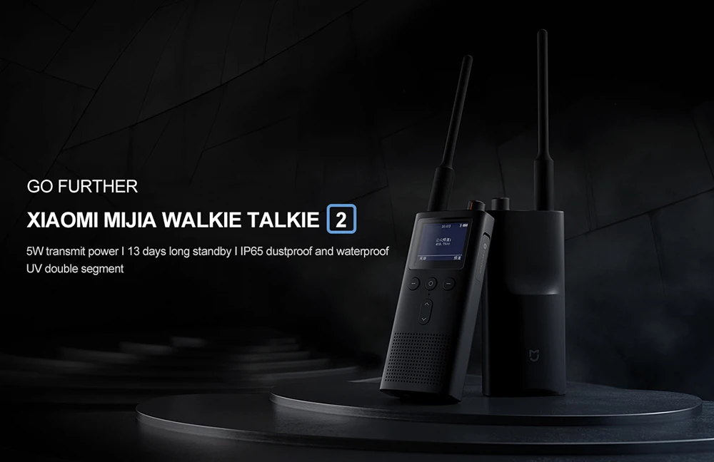 Xiaomi Mijia Walkie-talkie 2 IP65 Водонепроницаемый и пыленепроницаемый портативный наружный радиоприемопередатчик UVHF двухдиапазонный интерфон