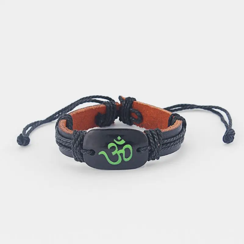 Регулируемый черный кожаный браслет 1 шт.|charm bracelets bangles|charm braceletleather wristband |