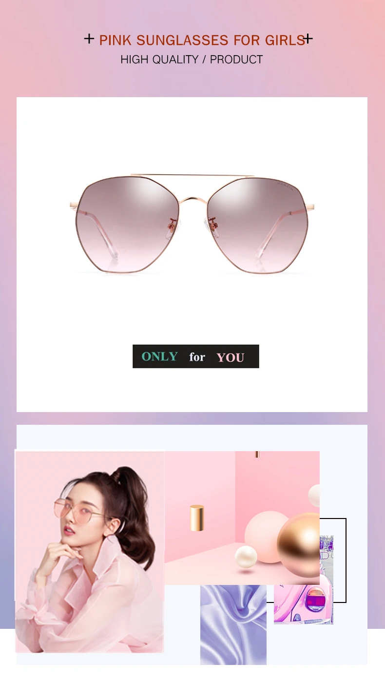 PARZIN Women's Sunglasses Brand Designer High Quality Metal Large Frame Sunglasses Fashion Light Color Trend Sunglasses New