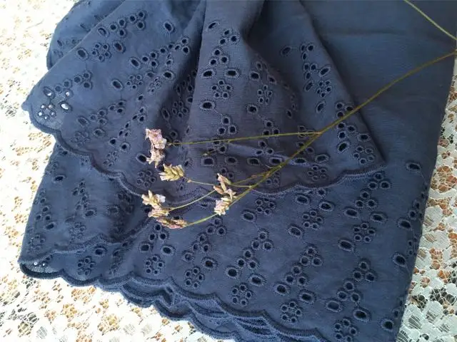 DIY Ручная стеганая хлопчатобумажная ткань кружево серый синий хлопок вышивка широкое кружево 23 см