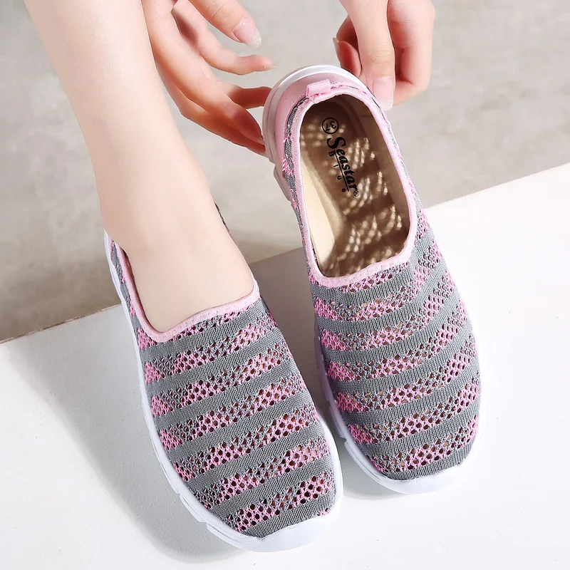 Женские Прогулочные кроссовки TKN дышащие сетчатые спортивные без застежки