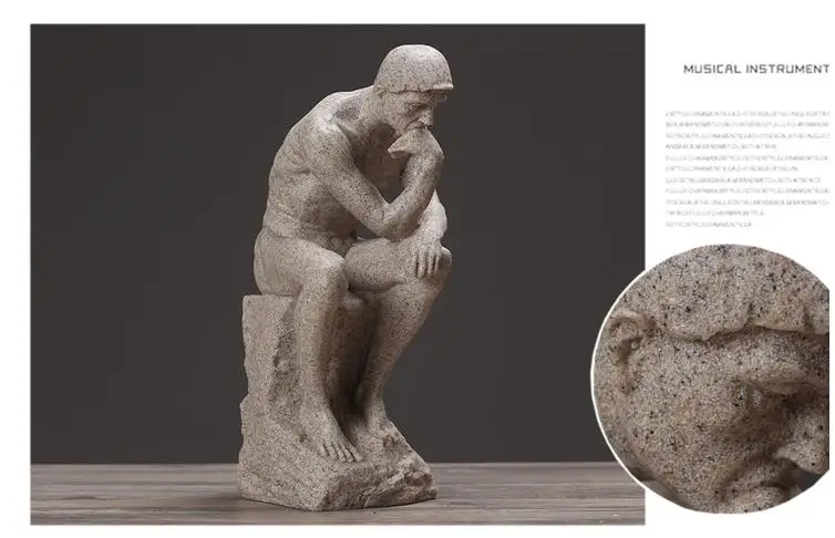 Rodin Thinker статуя изобразительного искусства скульптура, декор мужская фигура в Стиле Ню настоящая смола порошок литая комната украшение дома стол дисплей поставки