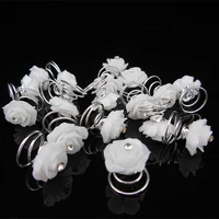 200 pcs bridal wedding prom crystal rhinestone white flower hair pins twister hair accessory
