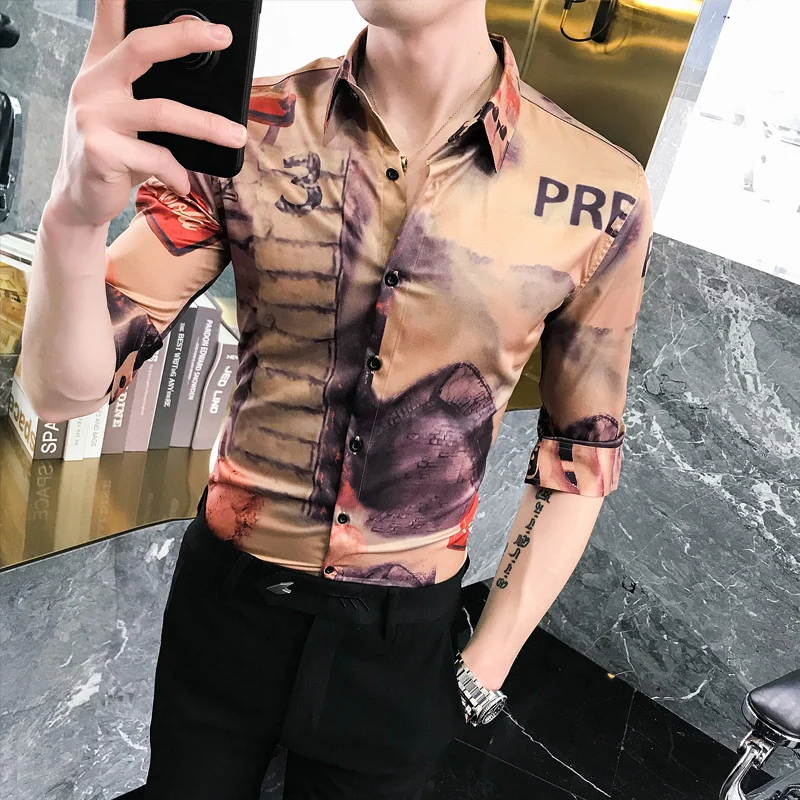 Летние мужские модные рубашки с принтом для Мужская рубашка Гавайский Camisa Hombre