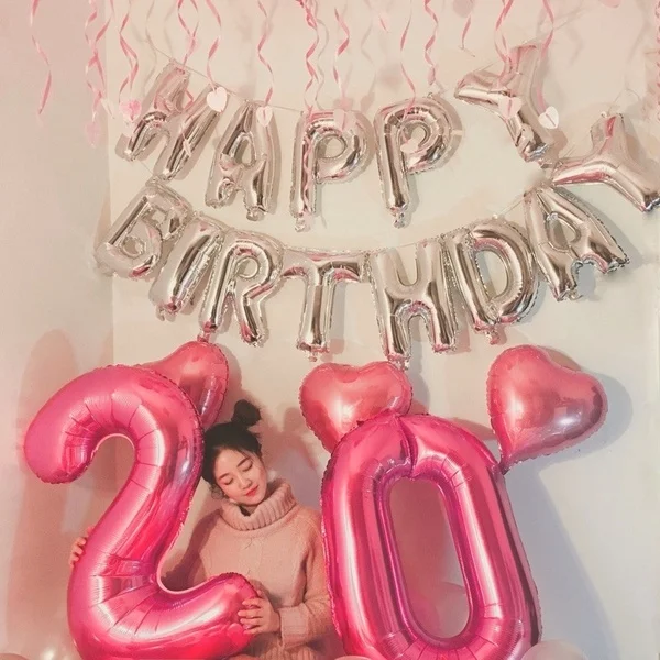 16 Inch Happy Birthday Letter Self Inflating Balloons Gold/ Silver/ Rose Gold Banner Foil Balloon Party Decor | Дом и сад