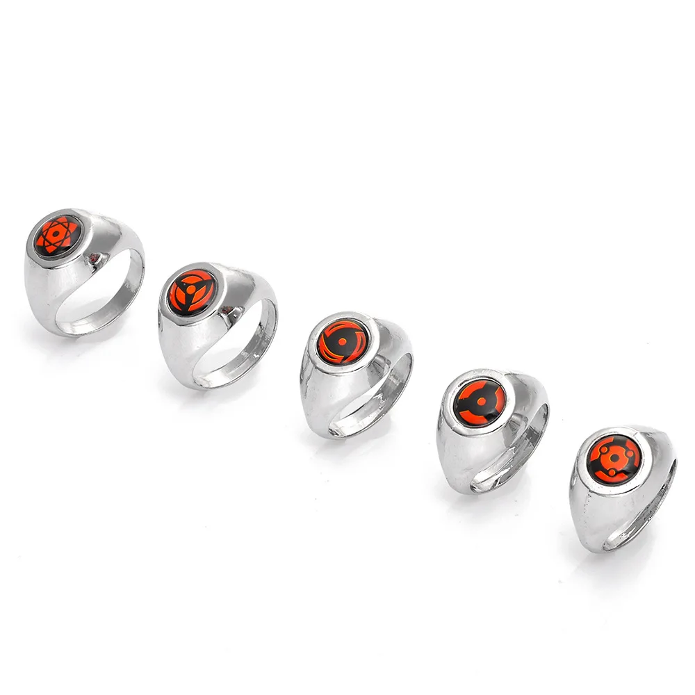 Аниме Наруто 10 видов стилей наборы колец с коробкой Sharingan Three magatama logo vintage bague