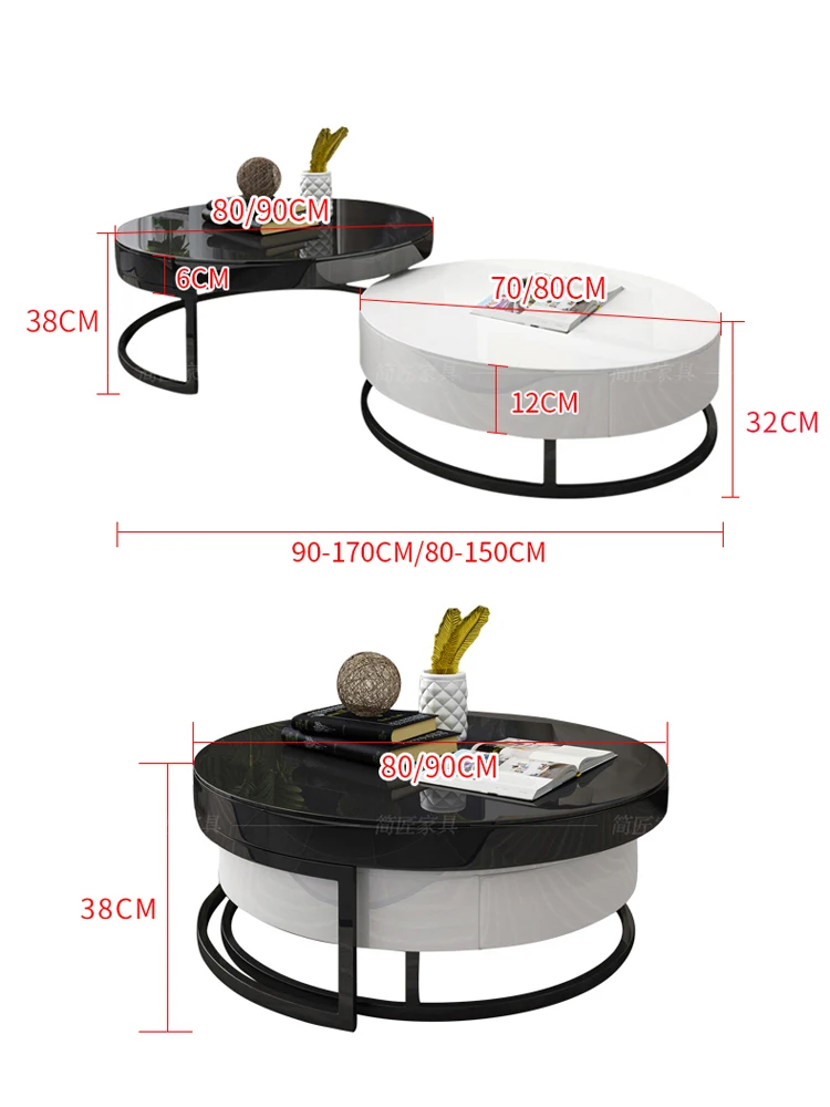 Louis fashion Coffee Tables Multifunctional creative whole glass round Nordic small living room tea TV cabinet combination