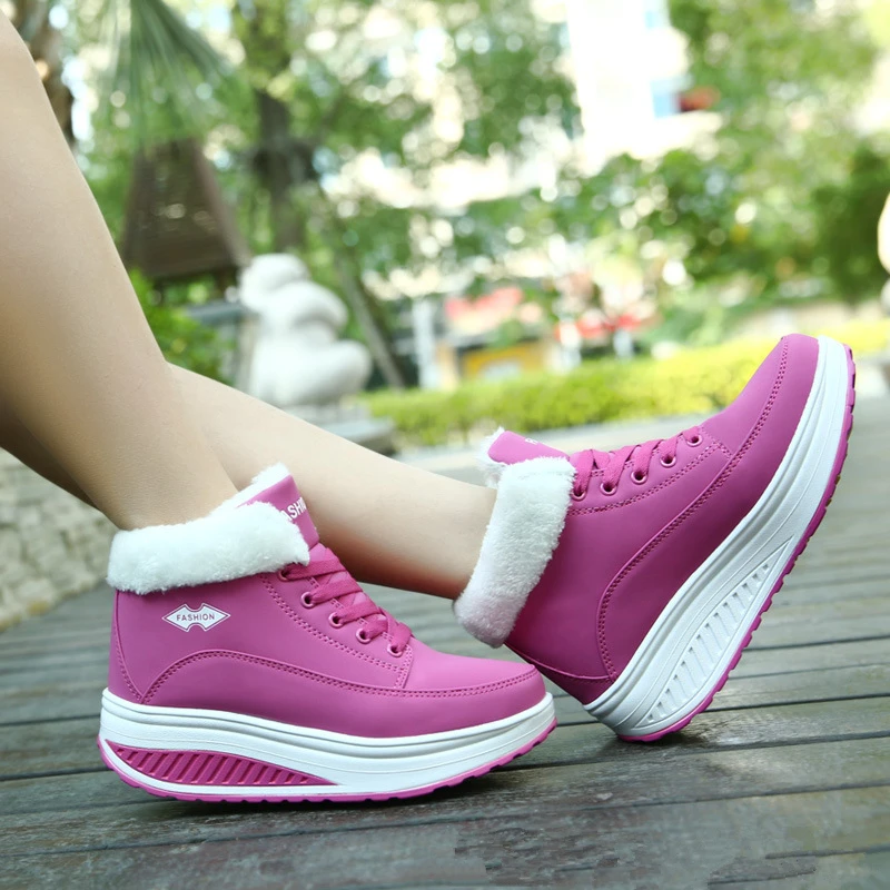 

New Arrival Women Outdoor Sport Breathable Running Shoes Height Increasing Waterproof Athletic Warm Plush Sneakers Winter Boots
