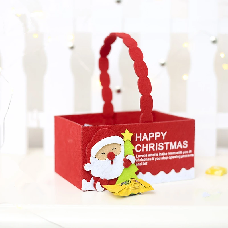 square Santa Claus Рождественская фетровая многоразовая Подарочная сумка для конфет, Рождественское украшение для дома, Новогодняя упаковка, украшения для рождественской вечеринки, детский подарок для девочки - Цвет: square Santa Claus