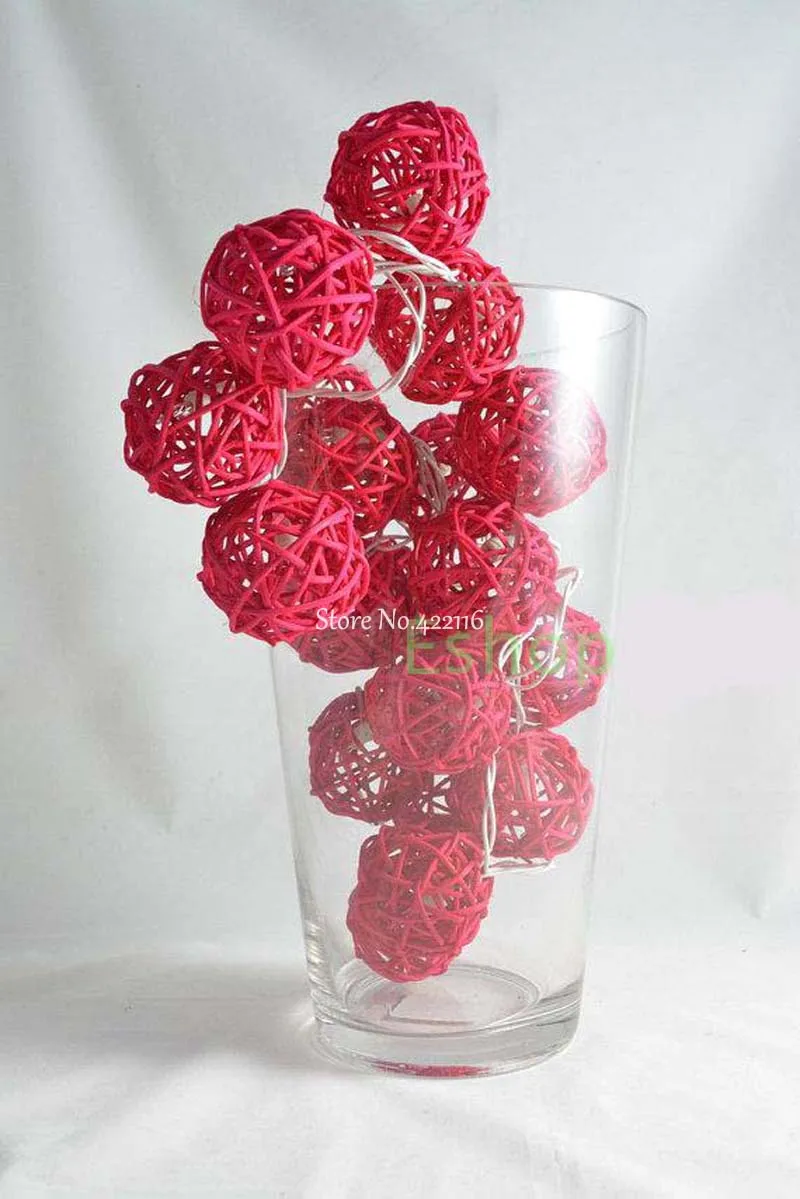 Тайланд 10 м 38 шариков из ротанга красная светодиодная гирлянда Sepak Takraw гирлянды