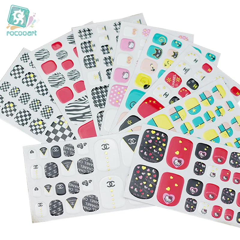Rocooart Y5542, модные, сексуальные, красивые наклейки для ногтей, розовые, милые, hello kitty, в горошек, для маникюра, клейкая наклейка для ногтей