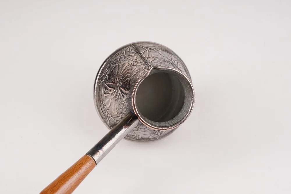 ТУРКА ДЛЯ КОФЕ медная с деревянной резной ручкой 200 мл.|turkish copper|turkish coffee potturkish copper