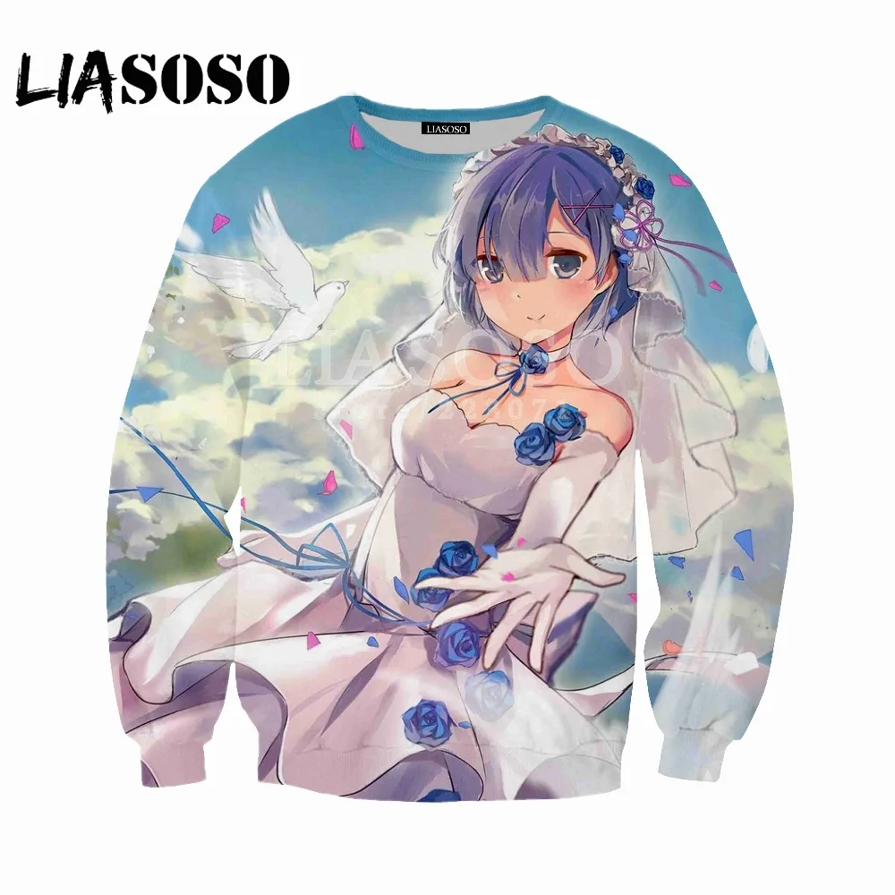LIASOSO Новый Мужской и Женский свитшот аниме Re Zero с 3D принтом модная брендовая