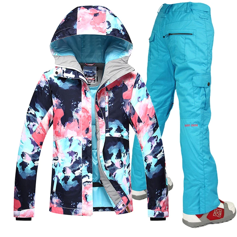 Gsou Snow -30 Women skiing suit sets snowboarding clothes waterproof &amp windproof winter snow outdoor ski jackets + Pants | Спорт и