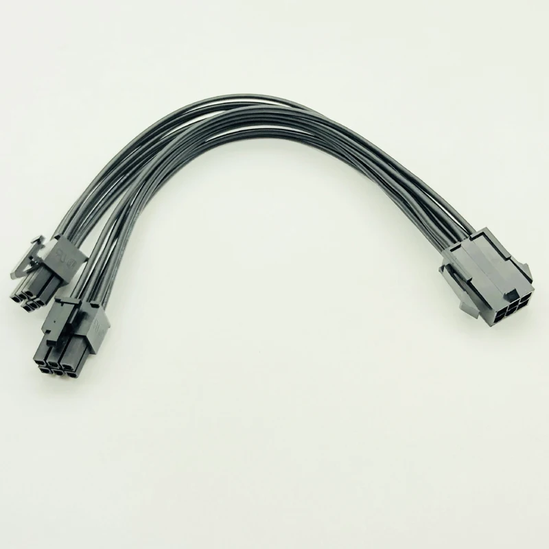 Фото Новый PCIE 6pin на двойной кабель питания с рукавами ПК PCI Express видеокарта 18AWG 20 см