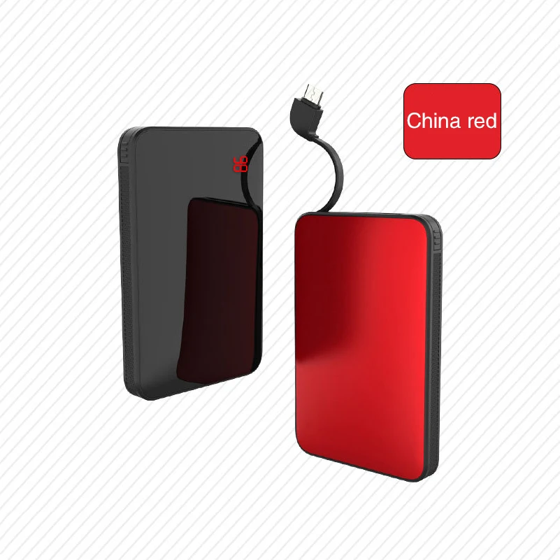 ЖК-дисплей mi ror экран тонкий mi ni power Bank 8000 мАч для Xiaomi mi iphone 3 в 1 Встроенная линия портативное зарядное устройство Быстрая зарядка power bank