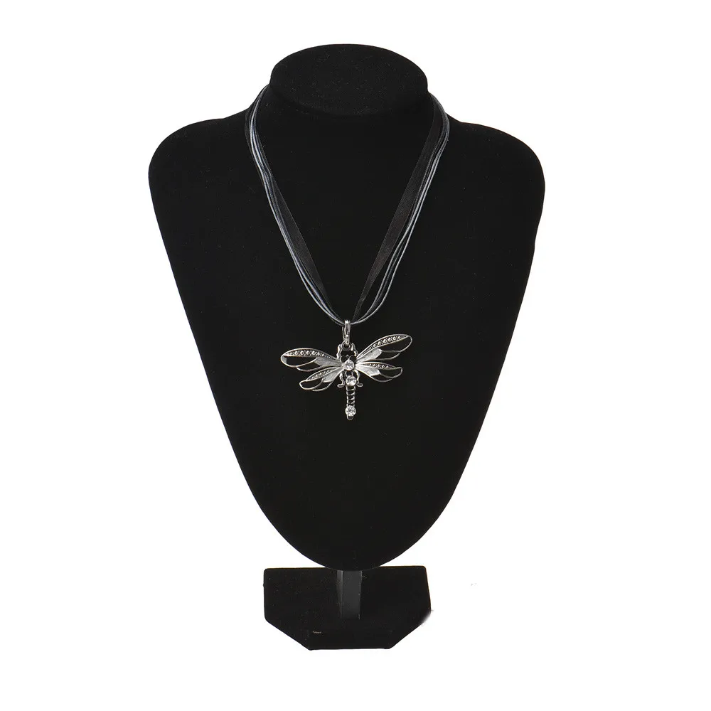 2018 новый горячий женский ретро горный хрусталь ожерелье стрекоза кулон длинные