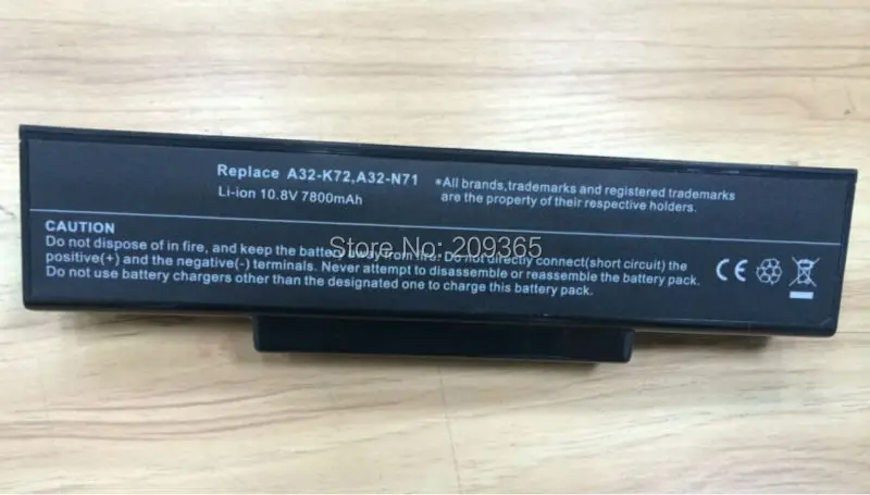 Аккумуляторная батарея 9 ячеек на 7800 мАч для Asus K72 K72F K72JR N71JQ N71VG N71VN K72J N71 K72Q N73 K73 X77 A72D