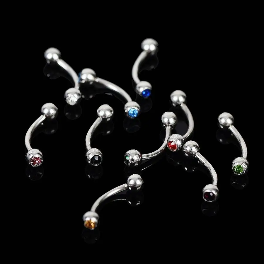2pcs Surgical steel Eyebrow Nose Hoop Rings Lip Tongue Barbell Ear Cartilage Piercing Fashion Jewelry Assorted Colors | Украшения и