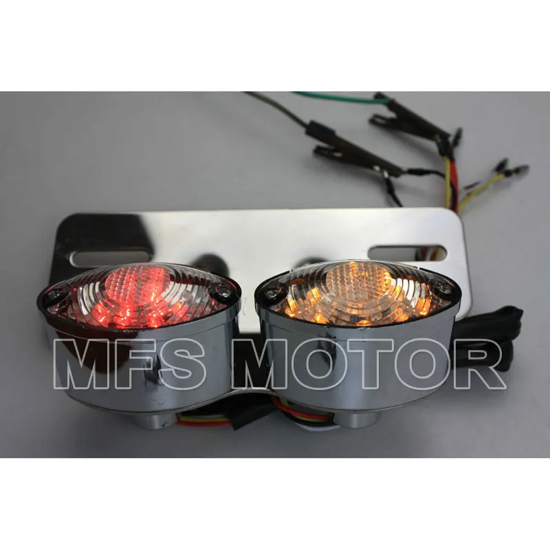 

Universal Cat Eye Custom Motorcycle Part Tail Brake License Plate light CHROME+CLEAR