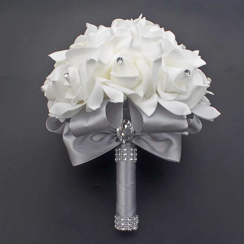 

European Style PE Bridal Wedding Bouquet Bridesmaid Wedding Bouquets Ribbon Artificial Flowers Household Decoration Adornments