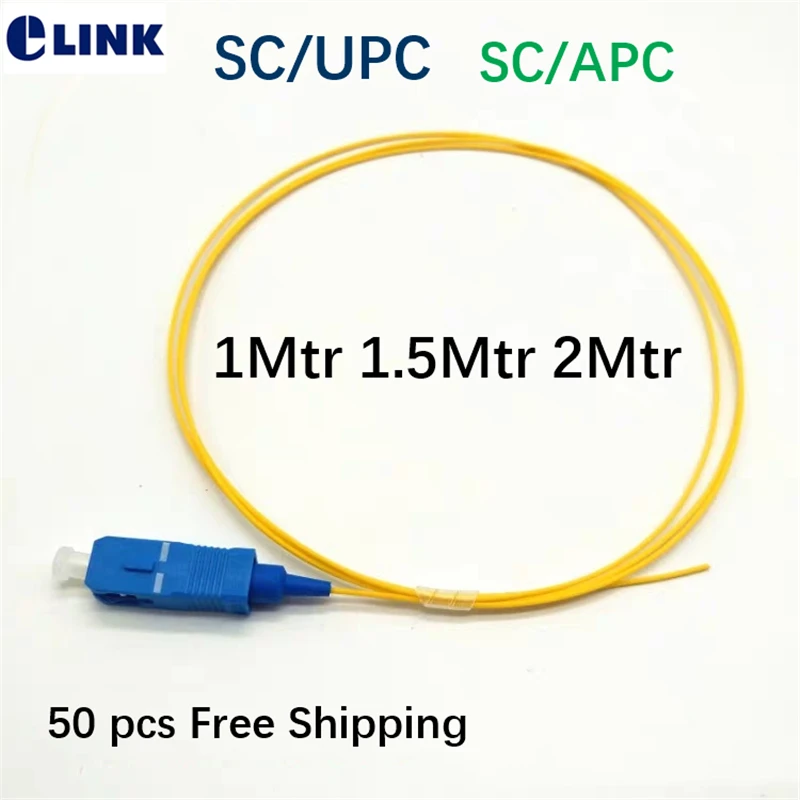 50pcs100pcs200pcs SC fiber pigtail 0.9mm SM SC/UPC SC/APC 1.5m optical fibre tail FTTH yellow cable 9/125um free Shipping ELINK