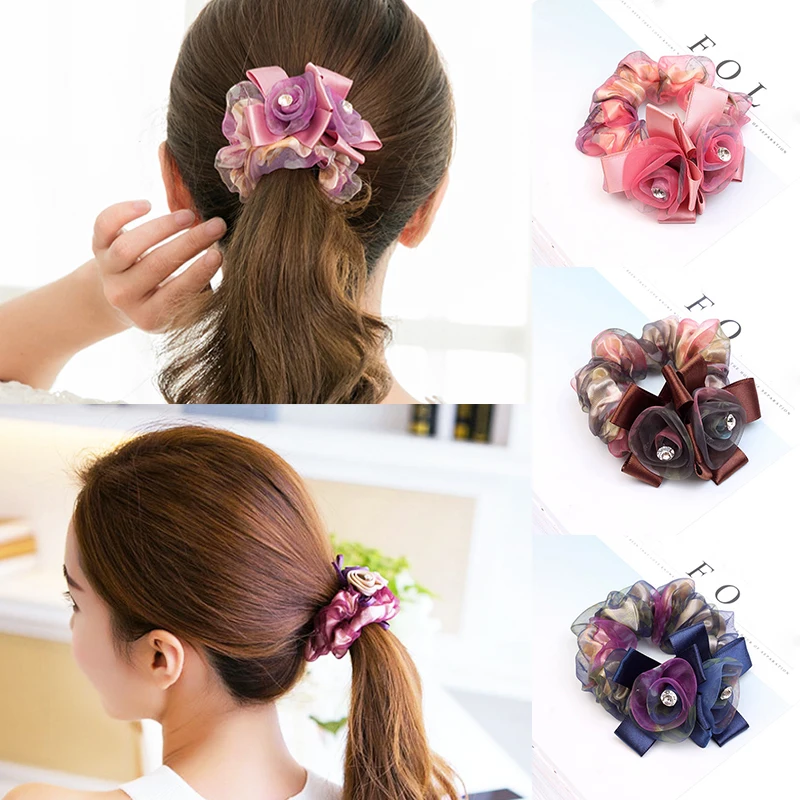 Модная кружевная лента с бантом; Новинка года; корейская веревка для волос с цветами для женщин и девочек; аксессуары для волос