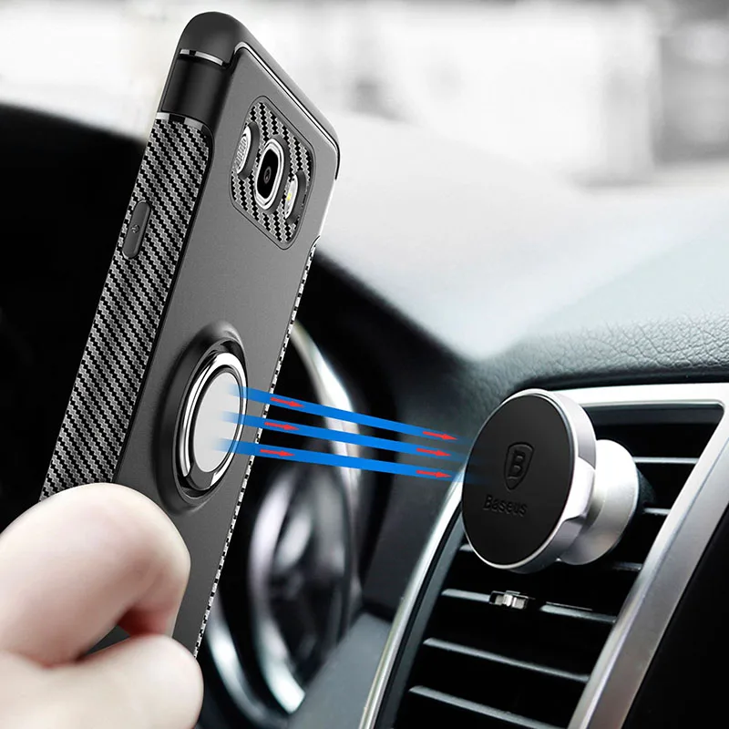 Для Samsung J7 2016 чехол Роскошный ПК ТПУ металлический магнит для Galaxy с держателем