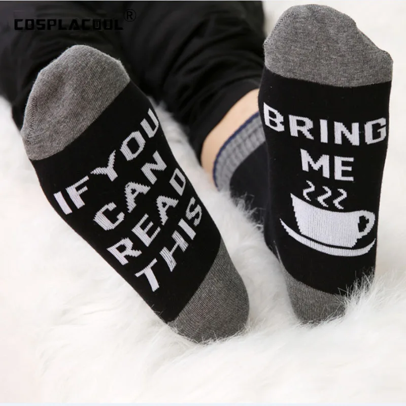 Носки [COSPLACOOL] 2 цвета забавные носки с надписью If You Can Read This Bring Me Coffee повседневные
