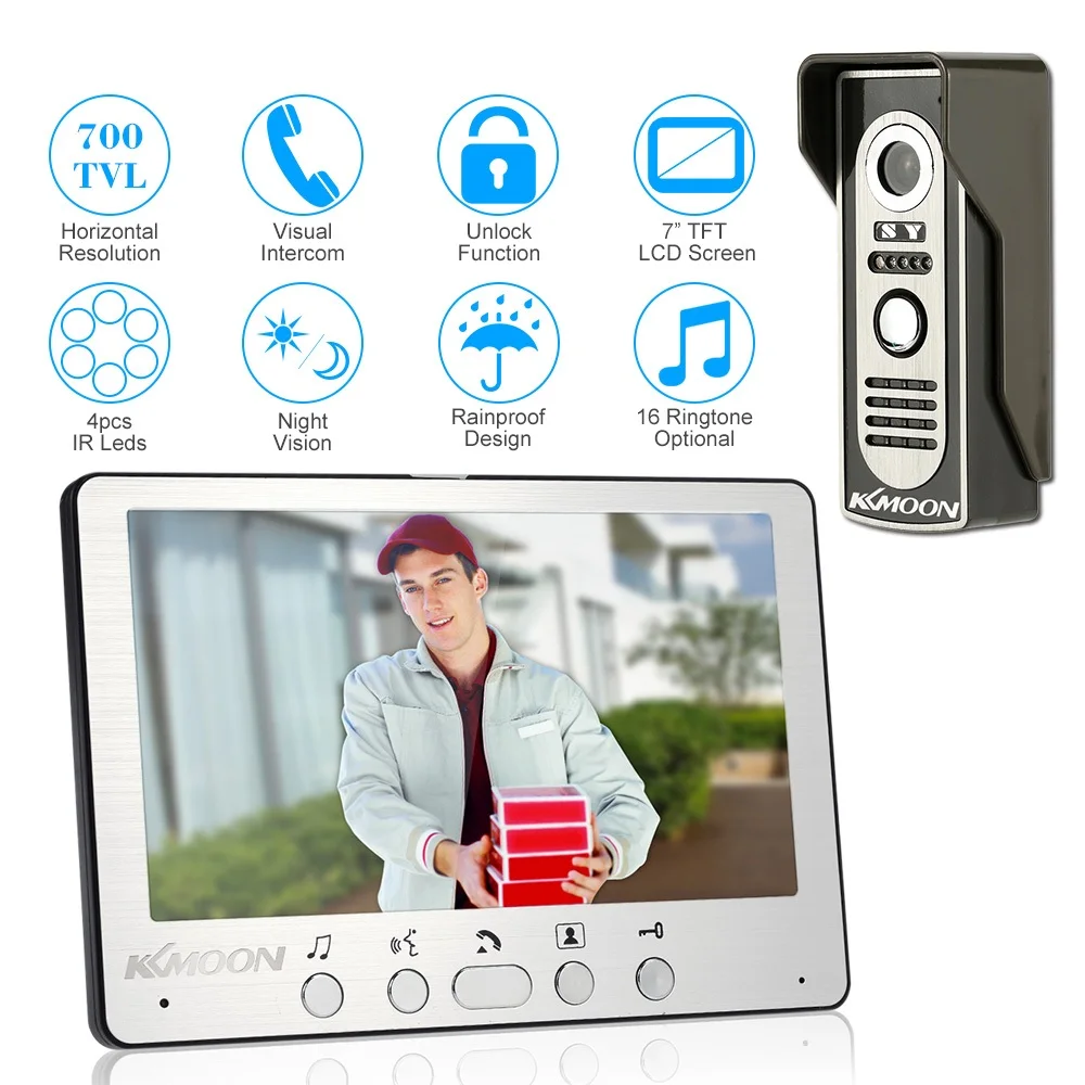 7 ''TFT lcd проводной видео домофон система внутренний монитор 700TVL Открытый ИК камера Поддержка разблокировки визуальный домофон дверной Звонок