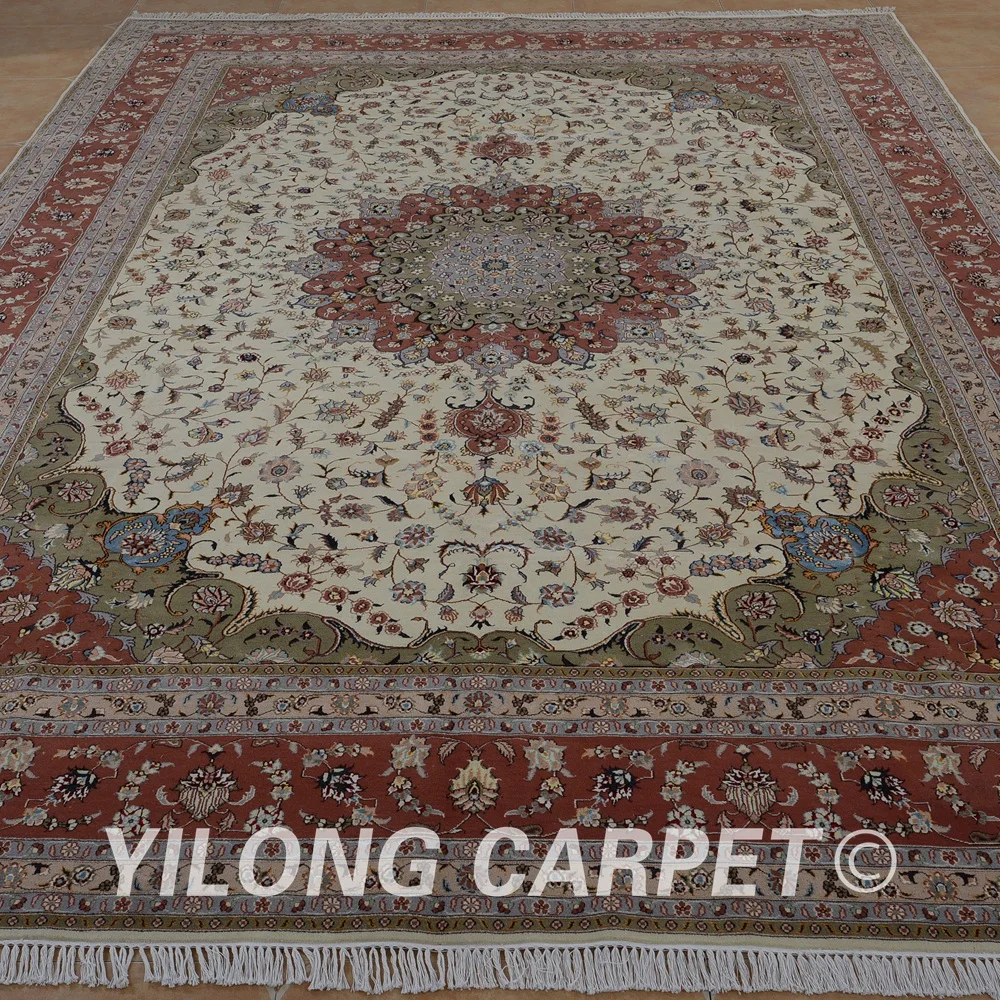 Kopen Yilong 10'x14' Perzische Woonkamer Tapijten Uitverkoop Prachtige Moderne Wol Zijde Tapijt (1497)