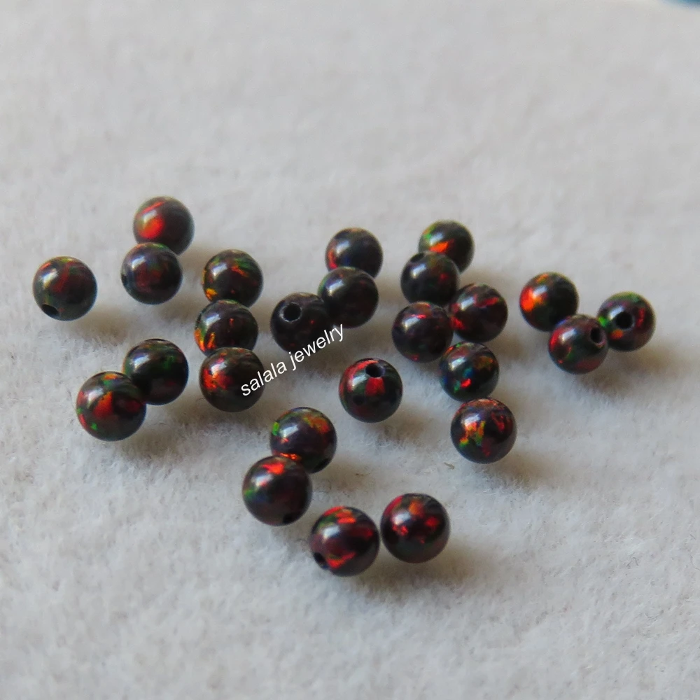 200pcs /lot  2.5mm  Round Ball Cut Opal Op71 Black Round Opal, Synthetic Round Ball Fire Opal Beads  for Body Piercing Jewelry