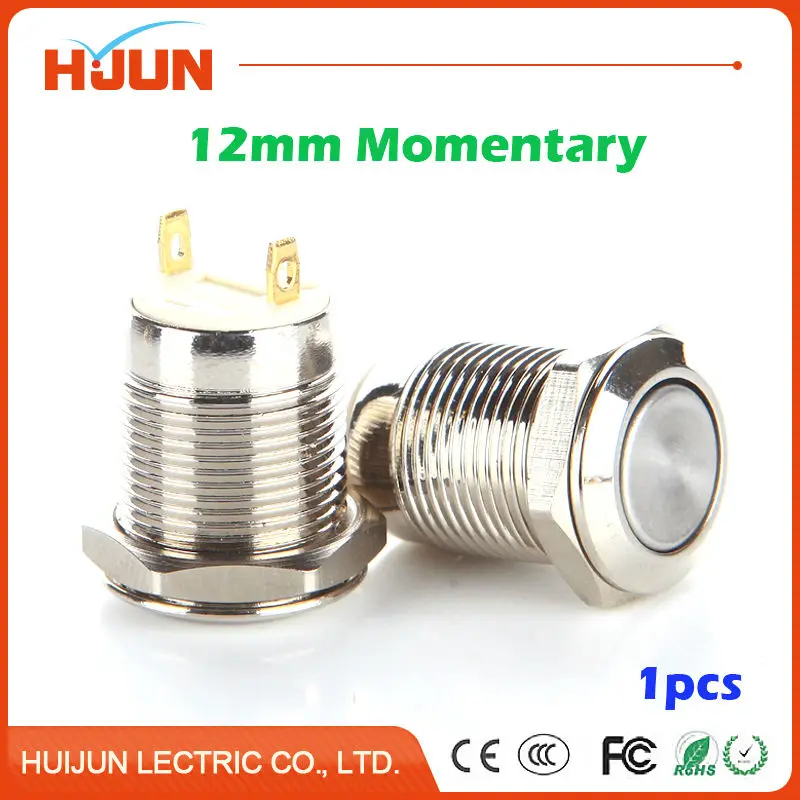 1 шт. 12 мм водонепроницаемый мгновенный плоский Круглый нержавеющая сталь