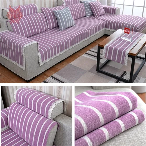 Purple per pic Современный стиль, кофейный, серый, фиолетовый, синель, в полоску, жаккард, хлопок, чехол для дивана, fundas de sofa, секционный диван, мебель, чехол SP5574 - Цвет: Purple per pic