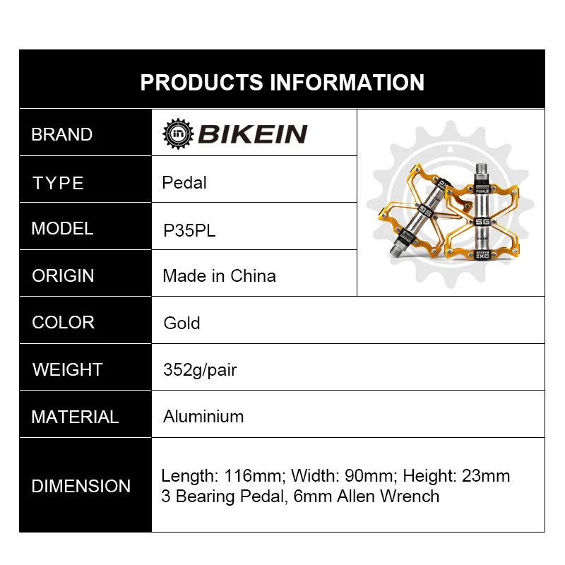 

BIKEIN Mountain Bicycle BMX CNC Aluminum Anti-Slip Pedals 3 Sealed Bearing Multi-Colors Cycling MTB Flat Pedal Bike Accessories