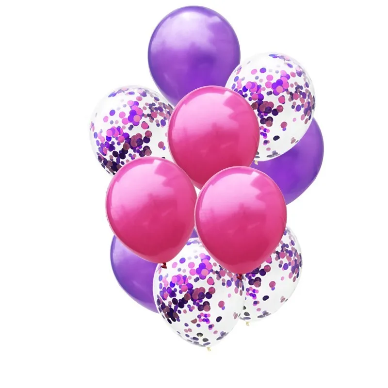 purple rose confeti 10 шт. 12 дюймов цветные латексные шары воздушные шары с конфетти надувной шар Гелиевый шар для дня рождения свадьбы - Цвет: purple rose confeti