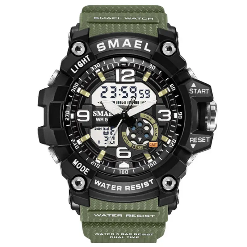 army green SMAEL новые модные женские спортивные цифровые часы мужские водонепроницаемые военные детские Студенческие часы женские кварцевые часы Relogio Feminino - Цвет: army green