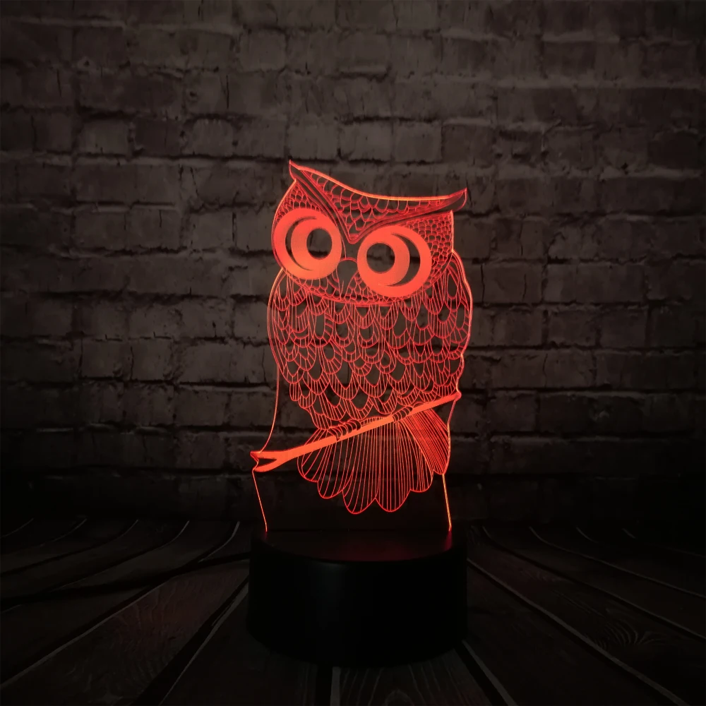 Ночник 3D с милыми животными и совами светодиодный Настольный светильник