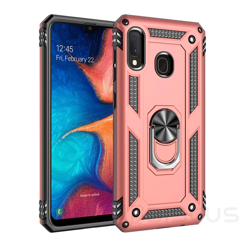 Rose Роскошный армированный Мягкий противоударный чехол для samsung Galaxy A20E 5," SM-A202F/DS A202 силиконовый бампер жесткий чехол с металлическим кольцом - Цвет: Rose