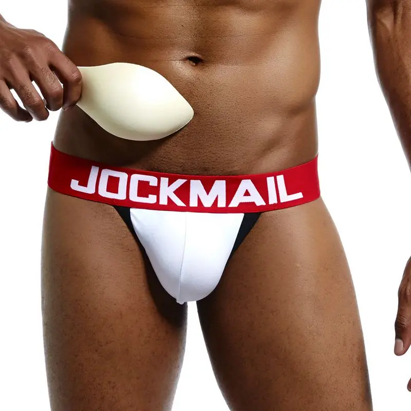 JOCKMAIL сексуальные стринги для мужчин бандаж подбитое Мужское нижнее белье трусы
