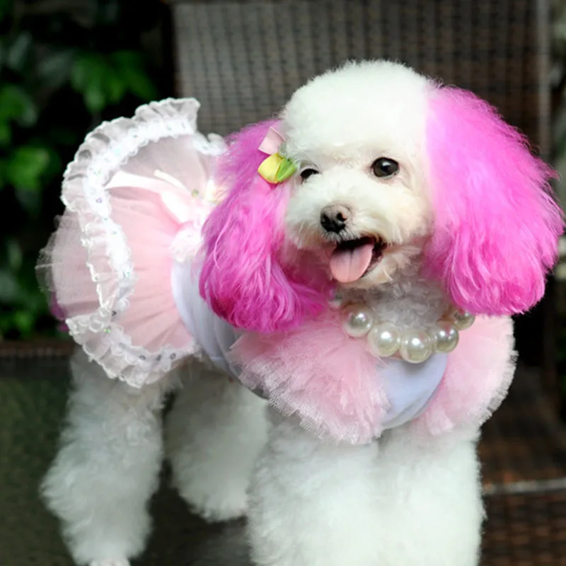 Fashion Sweet Puppy Dog Bling Printed Princess Skirt Pet Lace Cake Camisole Tutu Dress Wedding Summer Clothes |